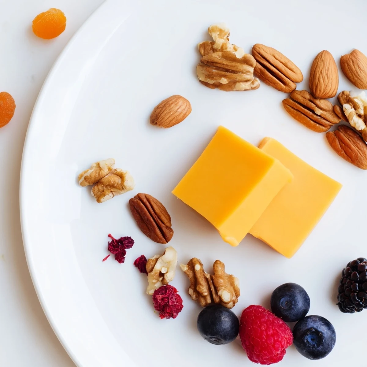 An abundant Shooting Star Cheese Board, showcasing a star cheese centerpiece with a trail of mixed nuts and berries.