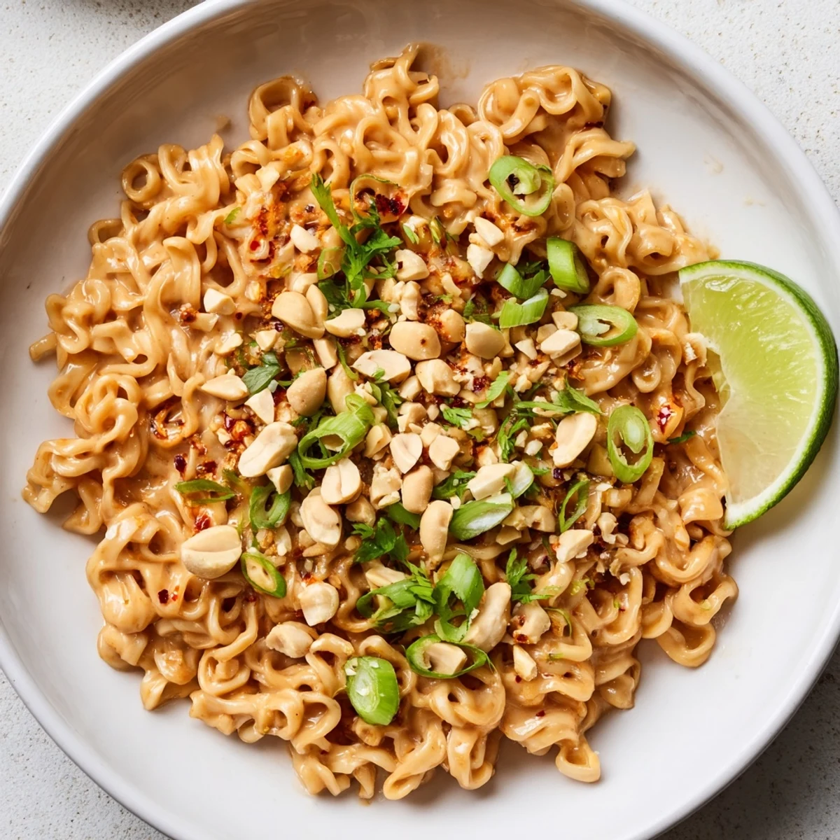 Creamy, rich Instant Peanut Thai Sauce Noodles, perfect for a quick and satisfying vegetarian lunch!