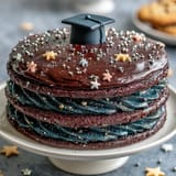 Galaxy Graduation Cake with Edible Stars: a celestial dessert featuring marbled buttercream and shimmering star sprinkles, perfect for celebrating special milestones.