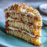 A slice of Gemini Cake revealing beautifully swirled yellow and white moist cake layers.