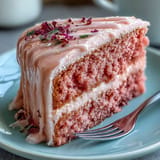 Rosé Velvet Cake for bridal showers, featuring delicate pink crumb and gold decoration.