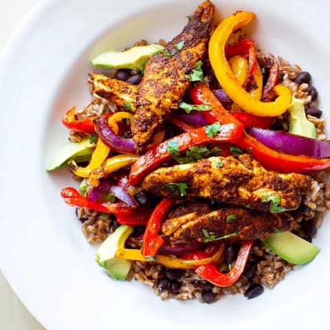 Make-Ahead Chicken Fajita Meal Prep Bowls feature tender chicken, colorful peppers, and rice ready to grab and go.