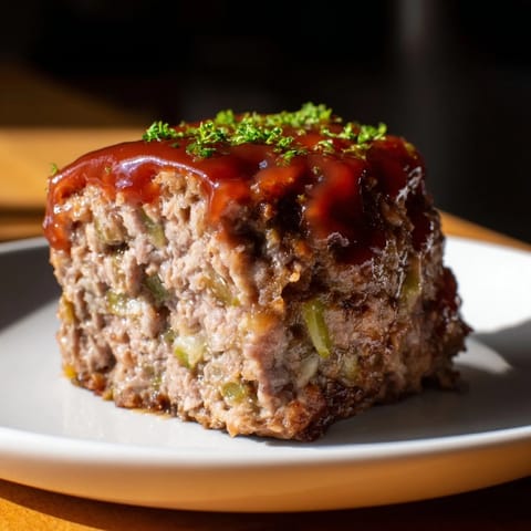 A close-up of baked mini meatloaf bites glistening with maple-mustard glaze, ready to eat.