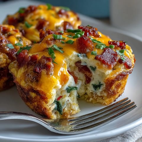 Hearty, handheld Breakfast Egg Muffins with fluffy eggs and colorful peppers, perfect for meal-prepping busy mornings.