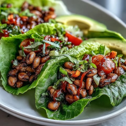 Black-Eyed Pea Lettuce Wraps feature smoky spices, diced vegetables, and a bright squeeze of lemon, perfect for a light meal.