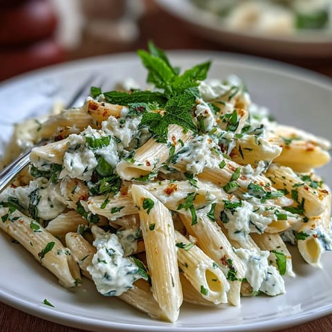 Pea Ricotta Pasta with Mint