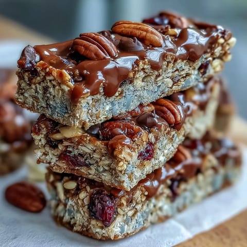 No-Bake Granola Energy Bars stacked on a rustic wooden board, perfect for healthy snacking.  