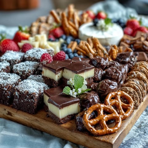 A colorful graduation dessert board with mini brownies, lemon bars, and cake slices for festive celebrations.