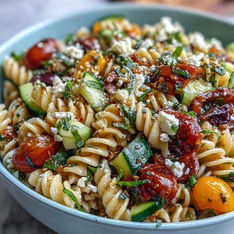 Zesty Italian dressing coats tender pasta and vibrant bell peppers in this refreshing Easy Picnic Pasta Salad, perfect for summer gatherings.