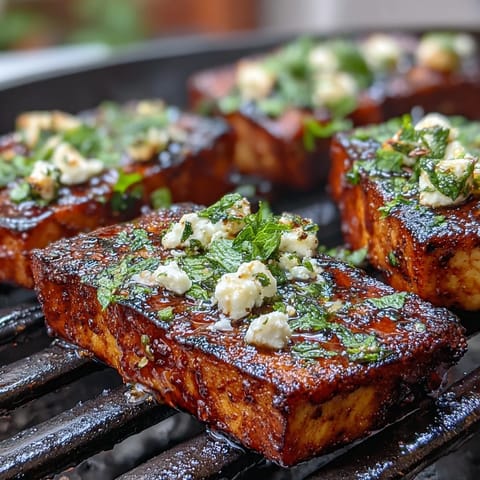 Grilled Watermelon Salad with Feta and Mint, juicy watermelon wedges lightly charred and topped with creamy feta and fresh mint.
