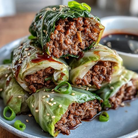 Spicy Korean beef cabbage rolls with tender Napa leaves and savory dipping sauce.