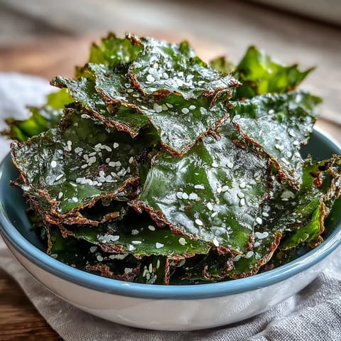Crispy seaweed snack chips seasoned with sesame and sea salt, perfect for dipping.