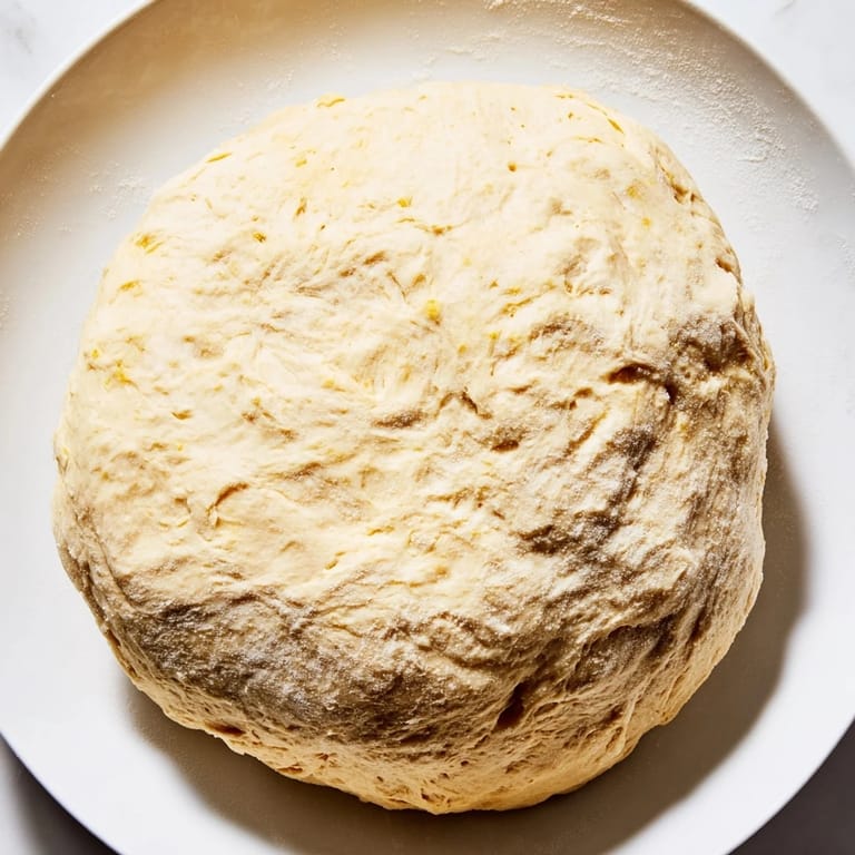 Warm, elastic homemade pizza dough, kneaded and rising, promises a flavorful, chewy base.