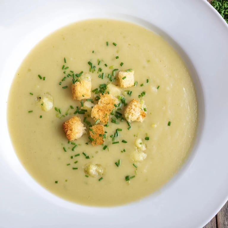 Creamy, smooth Quick & Simple Potato and Leek Soup, perfect for a cozy, comforting lunch.