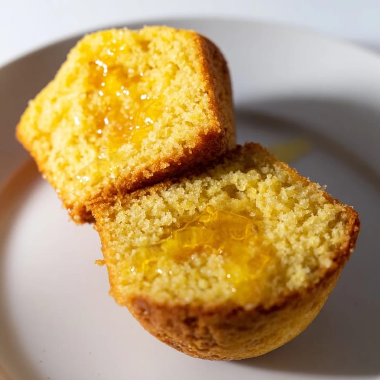 Perfectly risen Honey Butter Cornbread Muffins: imagine the sweet, moist interior and golden tops.