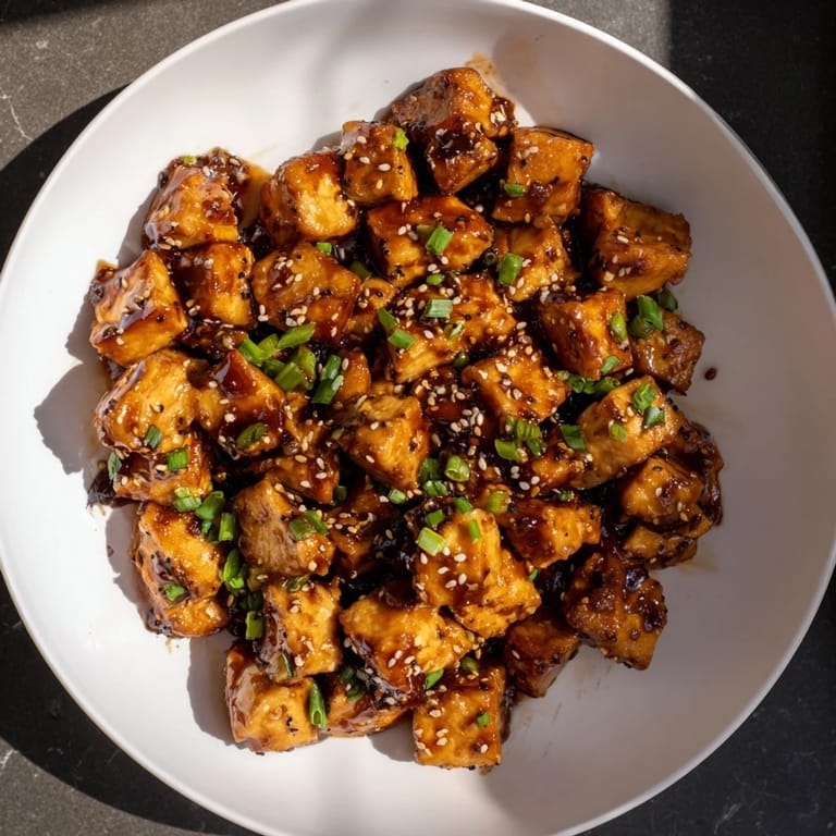 Savory and sweet air fryer turkey/chicken bites, a flavorful appetizer ready for serving to guests.