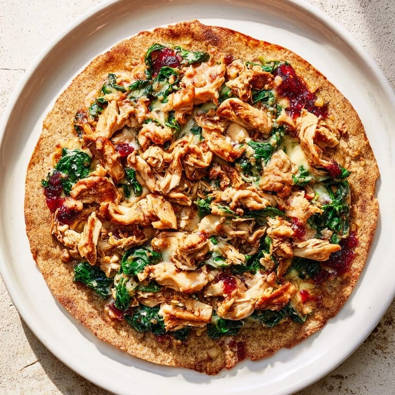 Vibrant image shows a delicious Moist Maker chicken wrap, ready to slice, with visible textures and flavors.