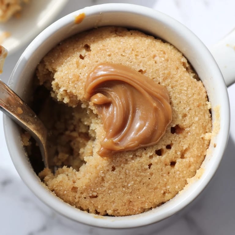 Rich peanut butter flavor explodes in this easy 2-Minute Peanut Butter Mug Cake, a fast, delicious treat.
