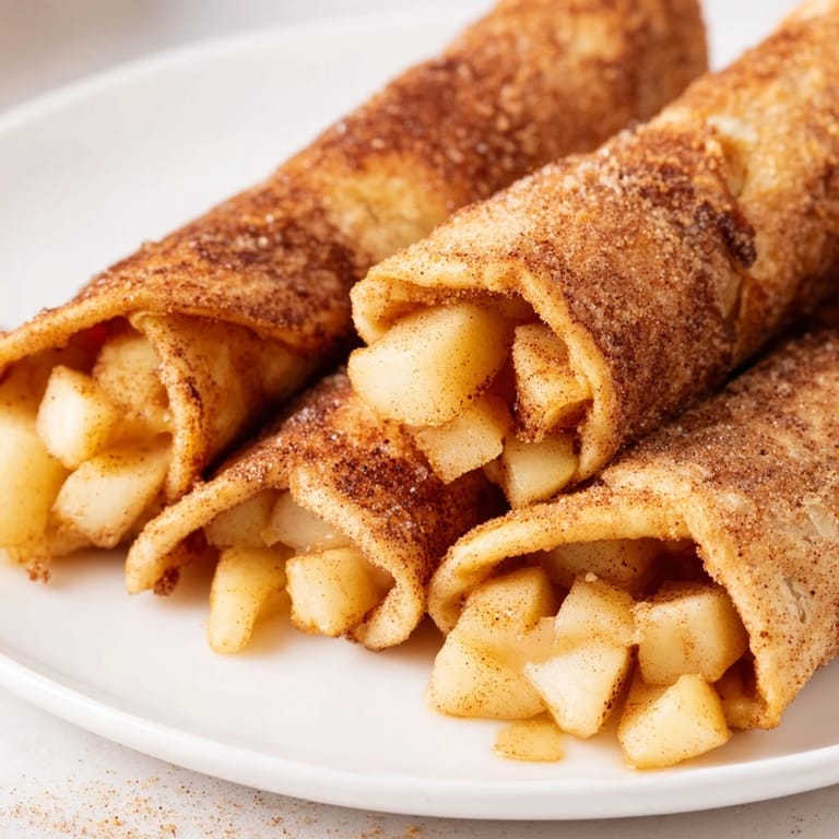 Perfectly baked Apple Pie Roll-Ups, showcasing the cinnamon-sugar crust and spiced apple center, ideal dessert.