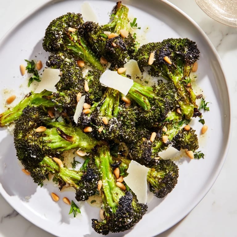 Vibrant charred broccoli salad featuring tender-crisp broccoli, zesty lemon, and nutty Parmesan cheese.