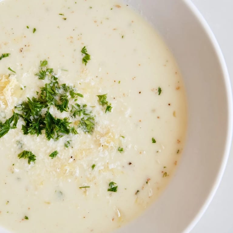 Taste the rich, velvety texture of this homemade creamy garlic bread soup at dinner.