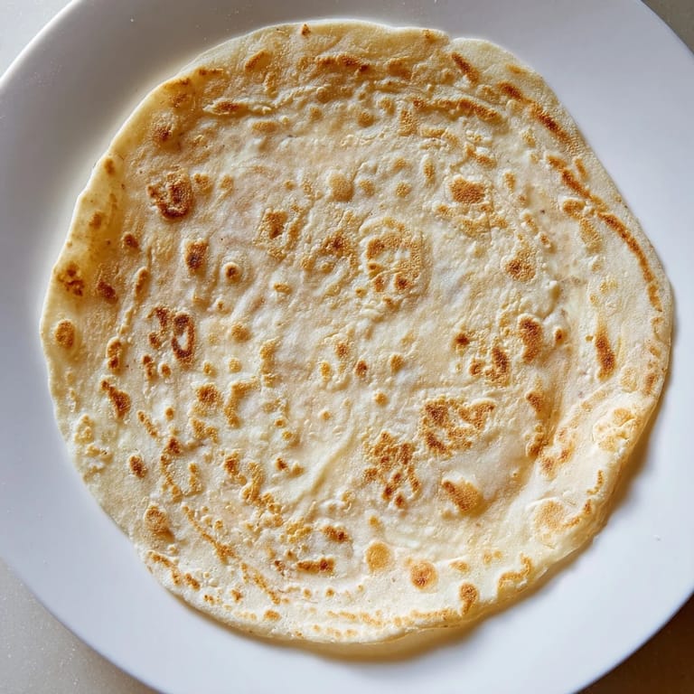 A stack of warm Cottage Cheese Flatbread shows its lightly browned, blistered surface, ready to eat.