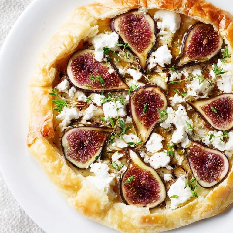 Crisp, gourmet puff pastry truffle pizza garnished with thyme, ready to impress at a dinner party.