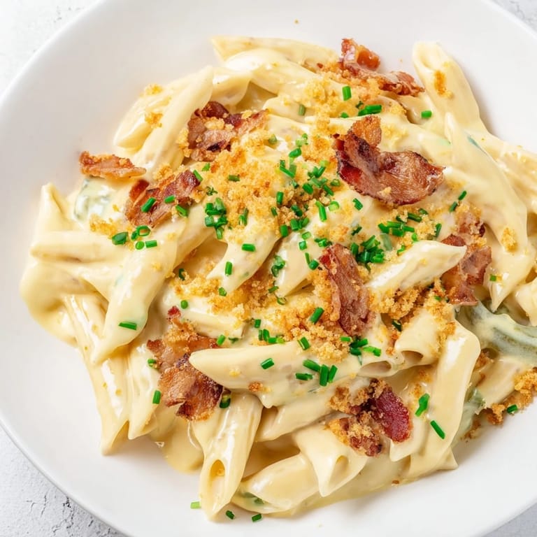 Roasted jalapeños and cheddar sauce coat penne in this easy Jalapeño Popper Pasta dinner.