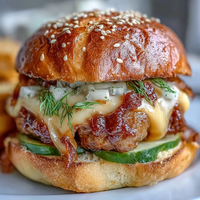 Hot Touchdown Brat Sliders fresh from the oven, topped with melted cheddar beer cheese and tangy pickles. Perfect game day snack.  