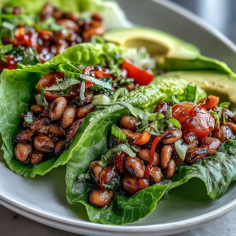 Black-Eyed Pea Lettuce Wraps feature smoky spices, diced vegetables, and a bright squeeze of lemon, perfect for a light meal.