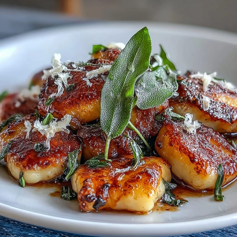 Crispy-edged gnocchi sautéed in brown butter with fragrant sage, creating a simple yet indulgent Italian main dish perfect for any night.