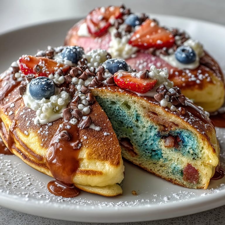 Fluffy pancakes shaped like Easter eggs, topped with powdered sugar glaze and rainbow sprinkles for a fun morning treat.