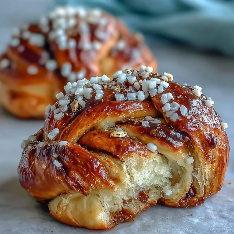 Butter-rich Swedish Cardamom Buns, glistening with sugar, ready for enjoyment.
