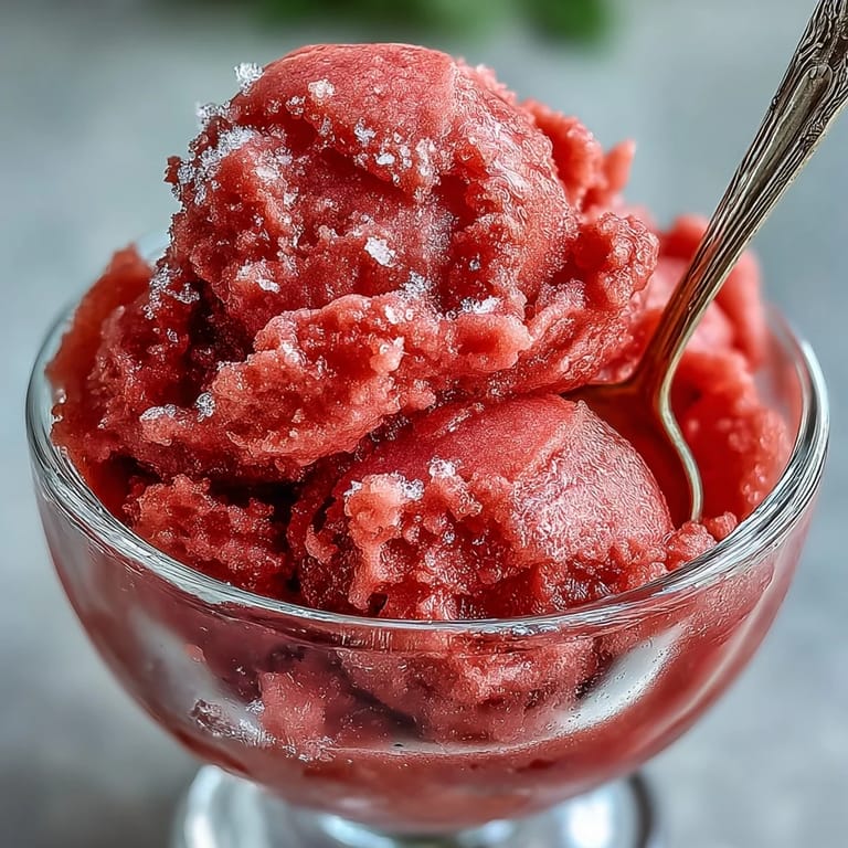 Refreshing watermelon sorbet, showcasing its bright pink hue and naturally sweet flavor.