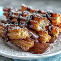 Crispy, golden churro bites dusted in cinnamon sugar, served warm with a rich chocolate dipping sauce for Cinco de Mayo celebrations.