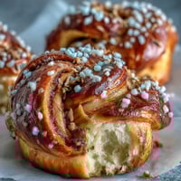 Golden Swedish Cardamom Buns topped with pearl sugar, smelling wonderfully of spice.