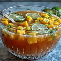 Vibrant Grad Party Punch with mango, pineapple, and sparkling lemonade.